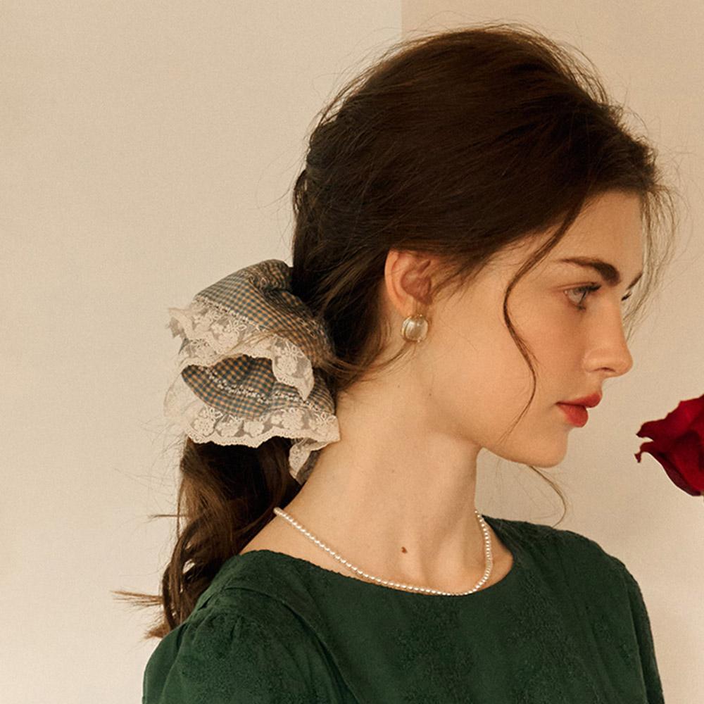 Simple Retro Sr_Patchwork Lace Scrunchie_4Color