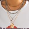 Personalized Niche Metal Chain Stacked Necklace, Sweet And Cool Snakeskin Pattern Geometric Pendant Necklace For Women