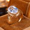 Luxury Male Female White Zircon Stone Ring Trendy Yellow Gold Color Engagement Cute Bride Wedding Jewelry Gift For Women Men