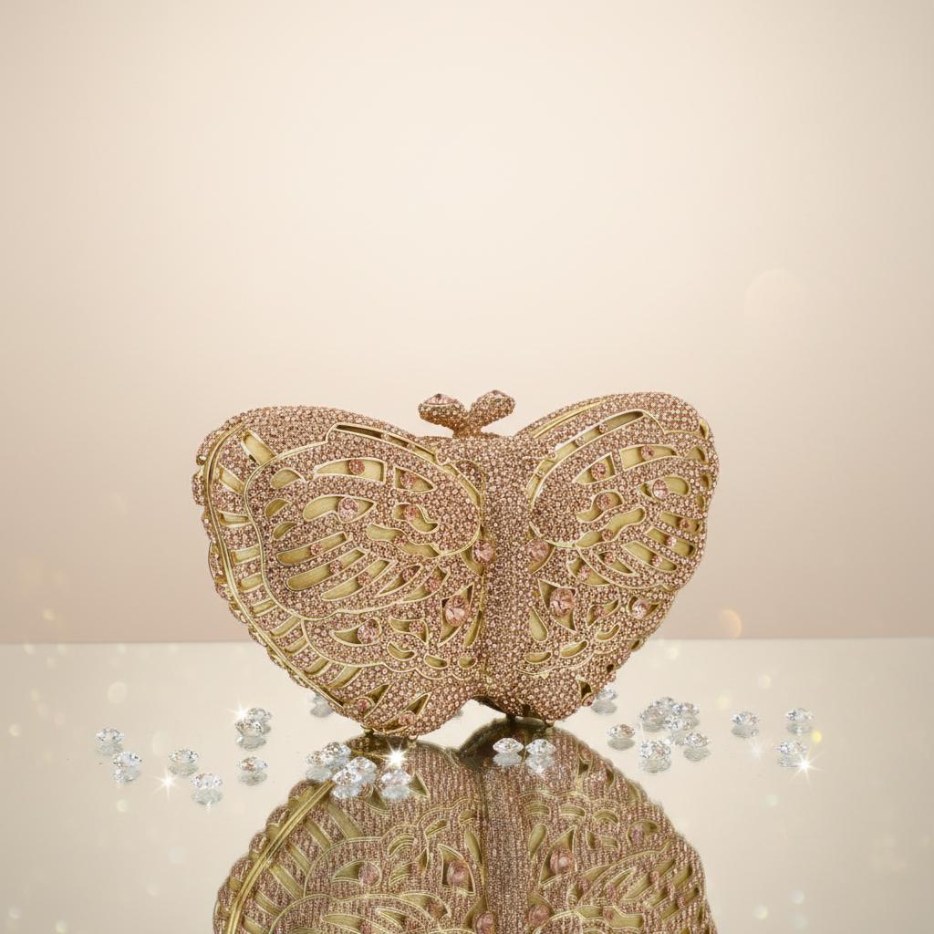 

Strictly Selected Butterfly Diamond Evening Clutch Bag with Magnetic Clasp Hollow Design Women s Banquet Dress Dinner Bag 20 cm L17xW5xH9.5CM