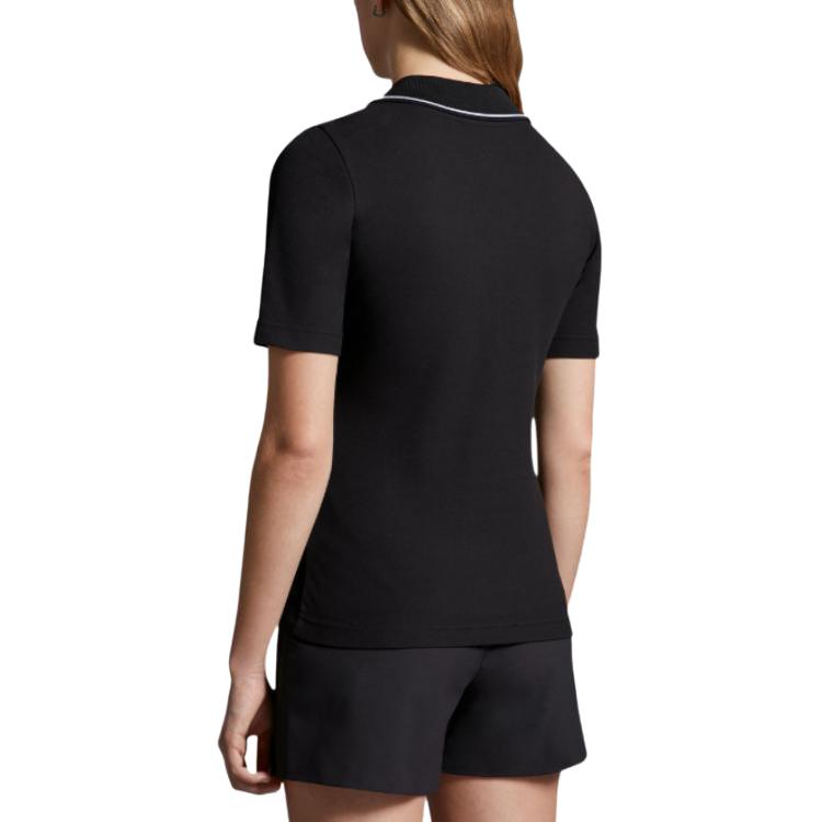 Moncler Logo Patch Slim Fit Short Sleeve Polo Shirt Women Tops Black K1-093-8A00004-899TW-999