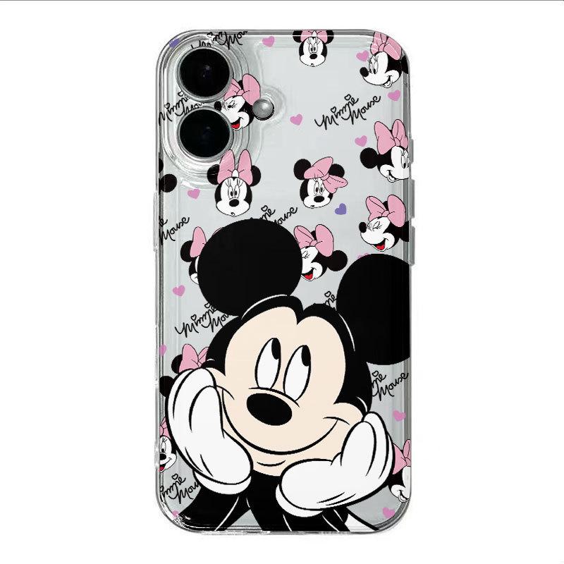 Smiling Mickey Cartoon Phone Case for iPhone 16 Pro Max, 15 Pro, 14, 13, & 17 - Transparent Cross-Border Design
