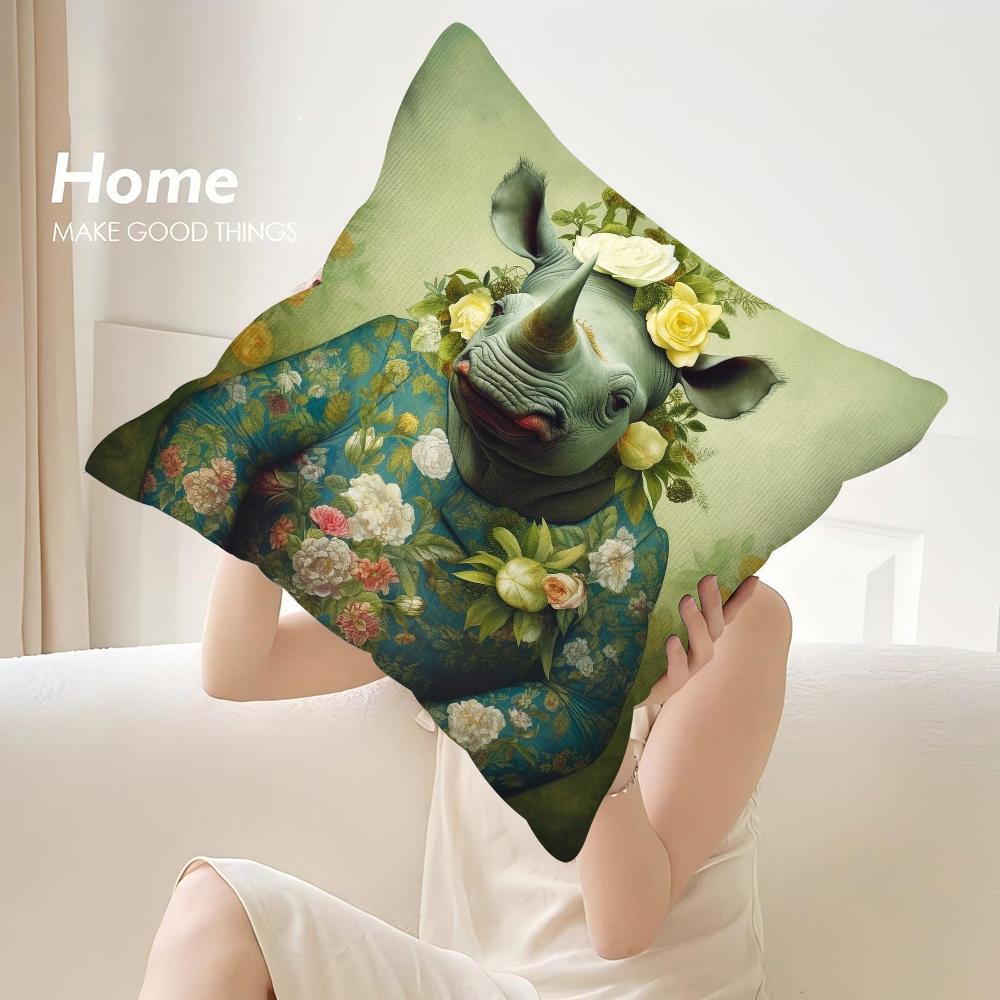 Animal Vintage Portrait Pillow Case Sofa Decorative Home Double-Sided Print Plush Square Throw Pillow Covers Cushion Decor Cover