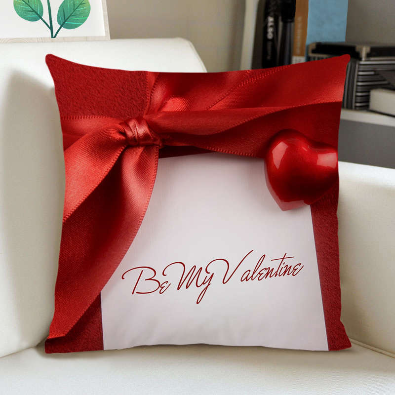 Greeting Card European Bow Gift Peach Skin Valentine's Day Pillow Case Pillow Car Sofa Cushion Cushion