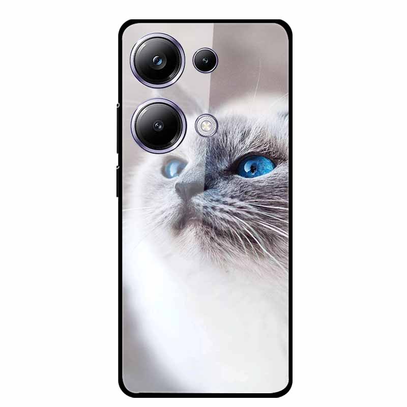 Glass Back Cover For Poco M6 Pro 4G Case M 6 M6Pro Hard Tempered Glass Case For Xiaomi Redmi Note 13 Pro Phone Case Soft Bumper