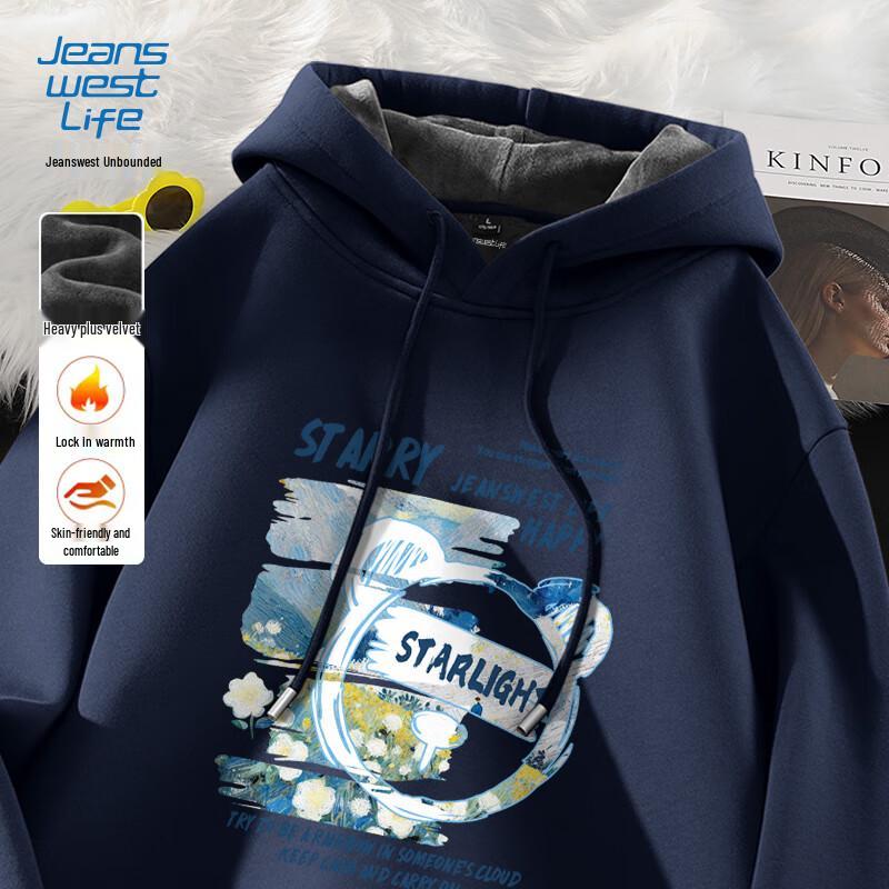 

JEANSWEST LIFE Men s Fleece Lined Hooded Graphic Sweatshirt 5XL