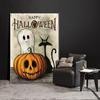Pumpkin Ghost Canvas Art: Halloween Wall Decor for Bedroom & Living Room