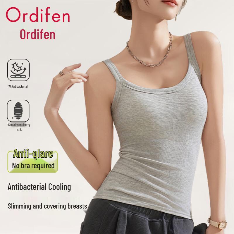Women s Silk Blend Built-in Bra Tank Top L