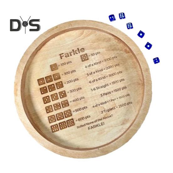 

Подставка для игральных костей с 6 кубиками, переносная круглая деревянная подставка для игральных костей для детей, взрослых, семейных вечеринок, интерактивная классическая настольная игра в кости