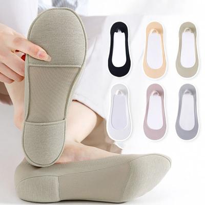 Ice Silk Boat Socks for Women Shallow Invisible Socks Towel Cotton Bottoms Women Deodorant Sponge Pad Anti-heel Drop Socks