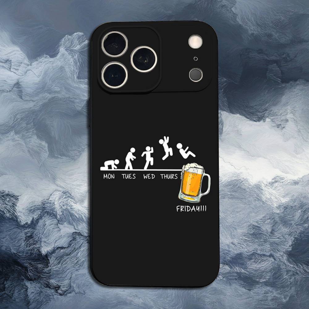 Alcohol Art Beer For iPhone 13,16,11,14,17,12,15,Plus,Pro Max,XS,X,XR,SE,Mini,8,7,Phone Case Soft Silicone Black