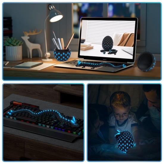 

3D-печатная фигурка в виде яйца дракона с подвижными суставами, светящаяся фигурка Loong, игрушка-фиджет, яйцо дракона с шарнирным драконом внутри, украшение