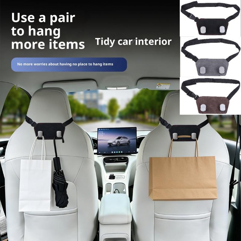Car Seat Headrest Hooks Double Hanger Storage Organizer Soft Hanging Storage Hooks For Purse Bag Umbrella Grocery