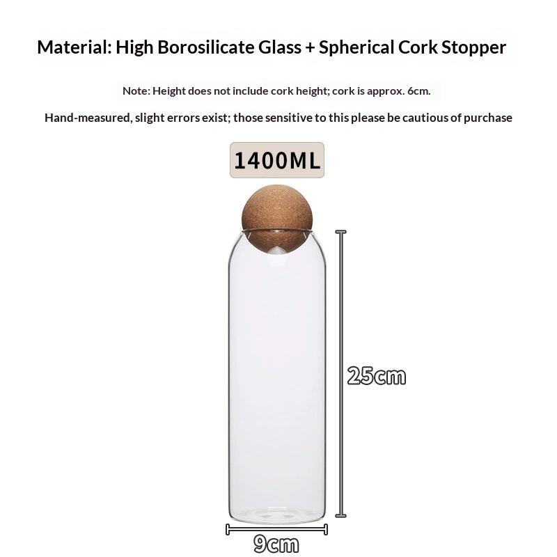 1pc Storage Container, Round Sealed Jar Glass Storage Jar With Sustainable Cork Lid, For Coffee,Tea,Spices ,Kitchen Organizers