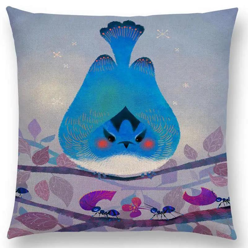 Superniedliche Cartoon-Tiere Kugelfisch Kissenbezug Lieblicher Vogel Süßes Nest Interessanter Fisch Katze Frosch Fuchs Wurfkissenbezug Hogar