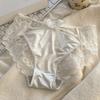 Women Sexy Lace Satin Panties Mid Waist Silky Underwear with Bow Lady Seamless Briefs Invisible Bikini Underwear