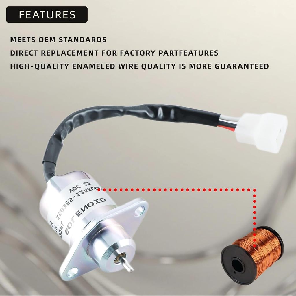 Fuel Shut Off Solenoid 17454-60010 1503ES-12A5UC5S 16616-60010 SA-4569-T Woodward for Kubota D905 D1005 D1105 V1205 V1305 V1505T Engines 12V
