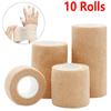 10 Rolls Medical Adhesive Bandage Elastic Breathable Sports Self Adhesive Tape Beige Wrap Finger Tape For Wrist Ankle First Aid