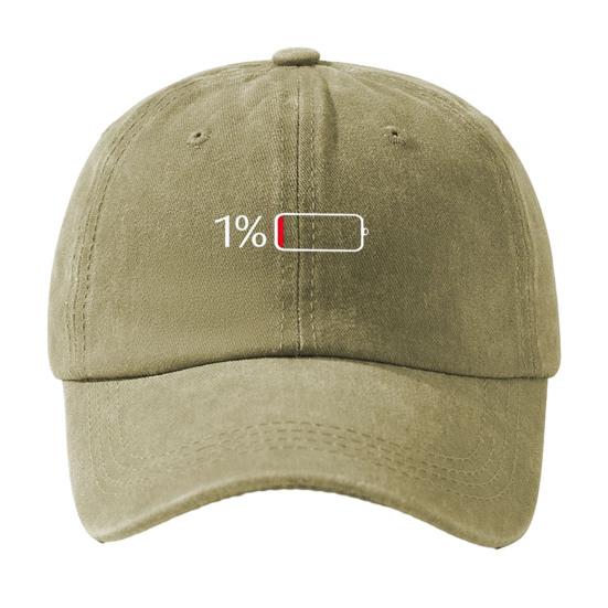 Low Battery Pattern Baseball Hat Adjustable Back Buckle Retro Distressed хаки