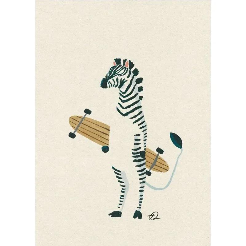 Funny Surfing Animal Retro Posters Canvas Painting Sloth Bear Panda Wall Art Picture for Modern Child Room Home Decor Art Gift