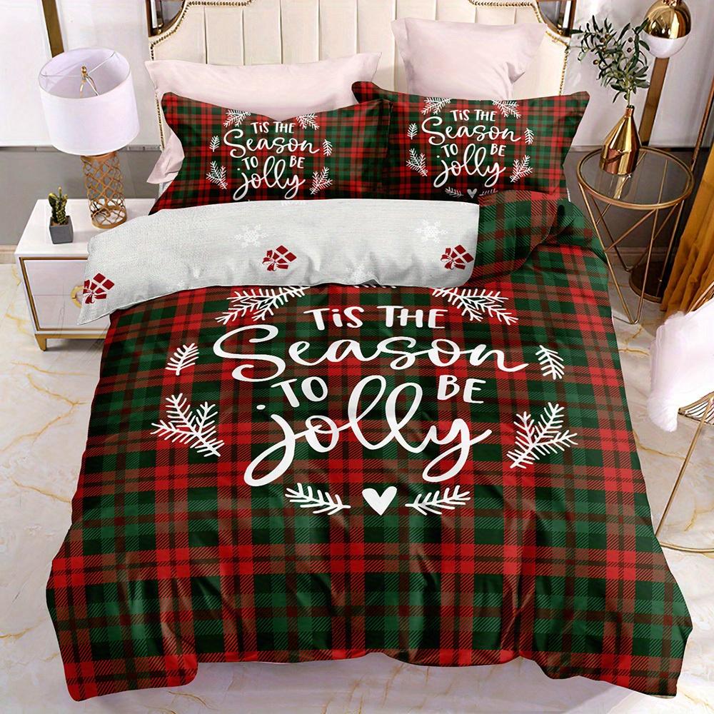 

Комплект постельного белья с рождественской тематикой, комплект постельного белья с принтом «Рождественская елка, человечек и снежинка», мягкий, удобный, дышащий пододеяльник 135X200cm 2PCS