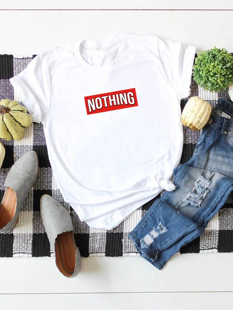 Nothing Red Letter Print Women T Shirt Short Sleeve O Neck Loose Women Tshirt Ladies Tee Shirt Tops Clothes Camisetas Mujer