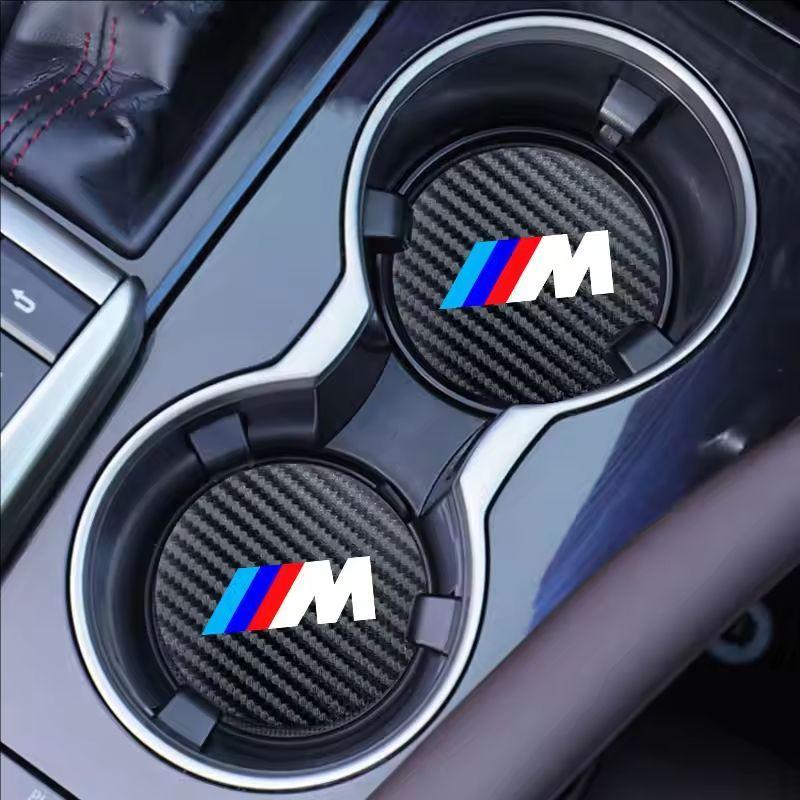 2Pcs Car Leather Coaster Mat Anti-slip Water Cup Pad For BMW M Performance E46 E90 E60 F20 X1 F10 F30 X3 E70 E39 E36E87 Sticker hkvr74
