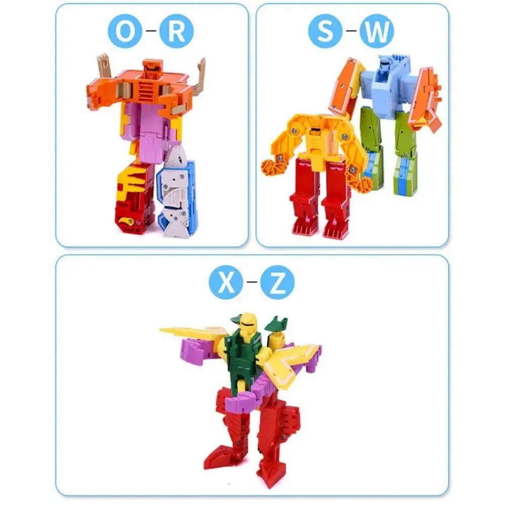 New Learning Toys 26 Letters Learnable Words Transformable  Combinable Robots Alphabet Toys For Kids Gifts Learn Play Robot Toy