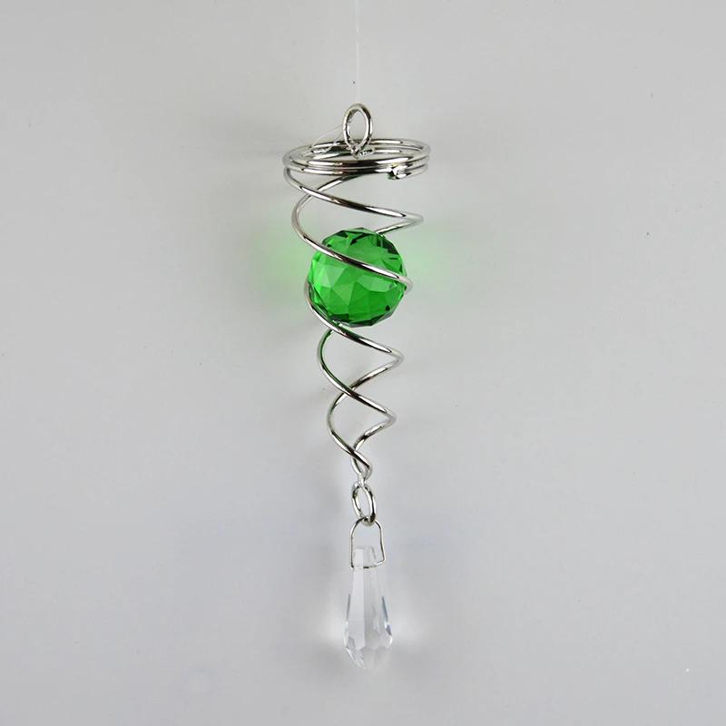 

Спиральные подвески из нержавеющей стали с подвесками в виде колокольчиков из хрустального шара, вращающиеся крючки для дома, детской комнаты, сада, двора, настенные украшения