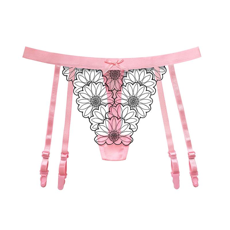 Women Sexy Lace Transparent Garters Belt Seamless Intimate Underwear Pearl Massage Panties With Suspender Belt For Stockings
