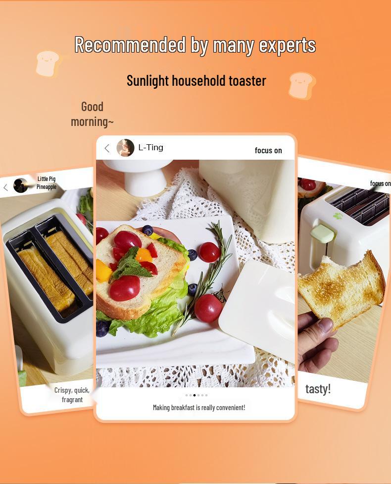 Compact 2-Slice Multifunctional Toaster: Fast Heating Mini Breakfast Machine