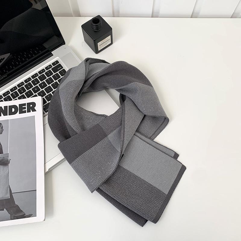 Plaid scarf men's autumn and winter new high-end knitted shawl versatile thickened imitation cashmere warm scarf