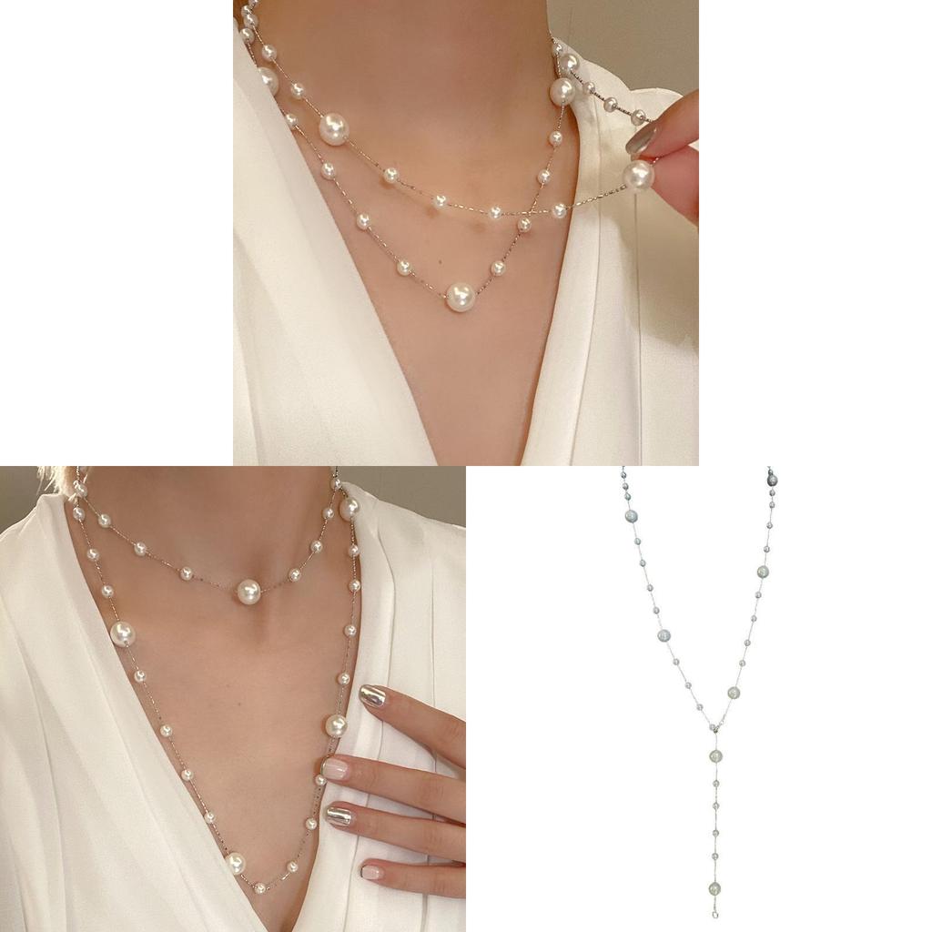 Elegant French Vintage Pearl Choker Necklace With Geometric Design For Women