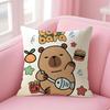 Cartoon Cute Capybara Cushion Cover Natural Linen Pillow Case DoubleSided Print Decorative Sofa Pillowcase Home Decor Gift