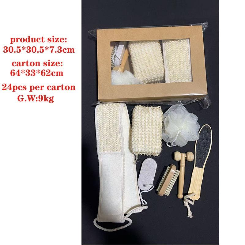 

6/7pcs Bath Set SPA Scrubbing Towel Bath Brush Foot Grinding Stone Sisal Bath Flower Set Holiday Gift Box Bathroom Accessories