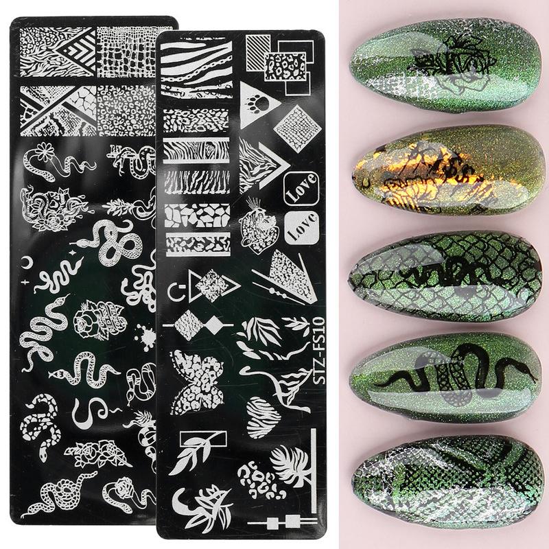 1Pc Snake Nail Art Stamping Plates Wild Animal Prints Leopard Tiger Skins Nail Stencils Flower Lace Stamping Templates