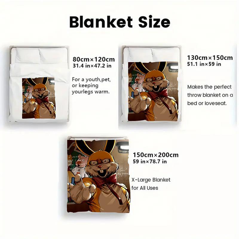 Horror Rabbit 2D Flat Pattern Flannel Blanket High quality All Seasons Warmth and Comfort Perfect for Christmas Gifts.