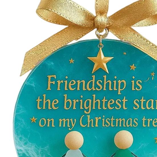 Sea Glass Friendship Ornament Handmade Sea Glass Art Friendship Keepsake Round Acrylic Christmas Tree Ornament for Xmas Party Decor