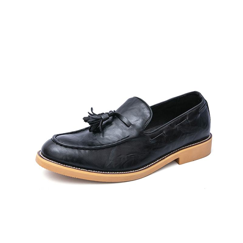 Fashion Original Classic Men's Black Leather Shoes Handmade Tassel Wedding Loafers for Men Comfortable Soft Sole Casual Flat Shoes 38-47