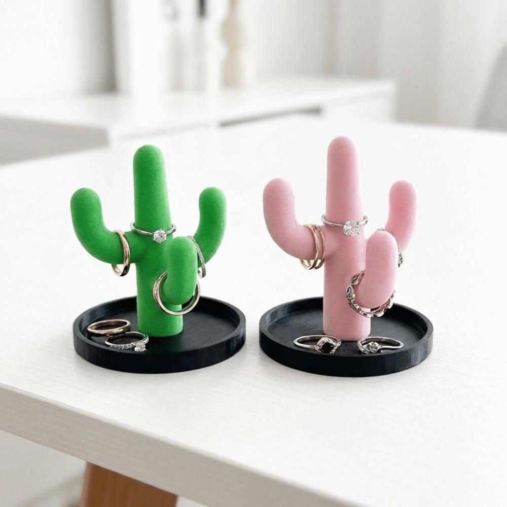 Creative Cactus Ring Holder Funny Cactus Trinkets Plate Jewelry Storage Tray Home Ornaments