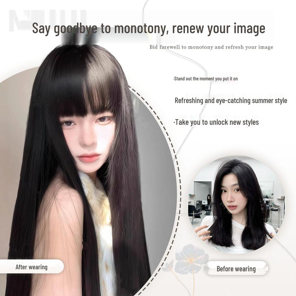 Tomie-Style Lolita Black Long Straight Wig – Natural Fluffy Simulation Hair for Daily Use