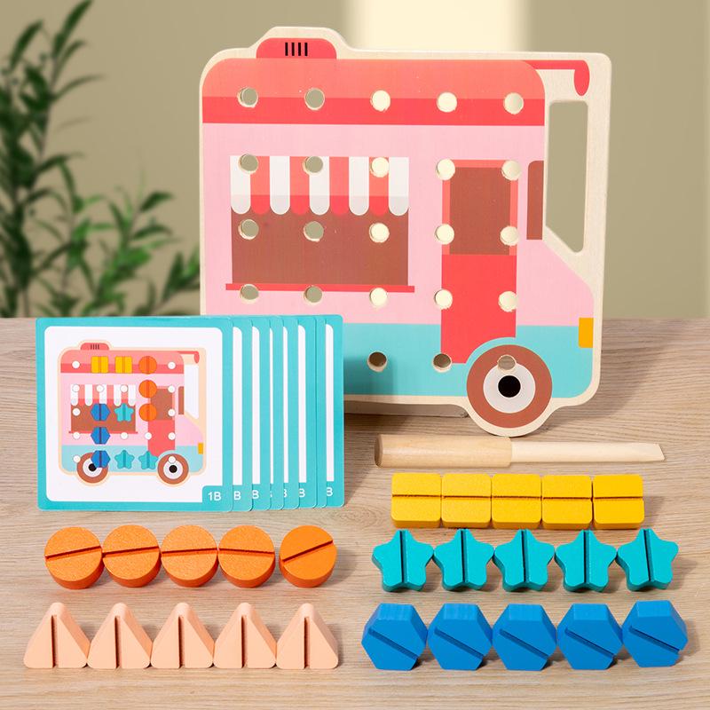 

Children s Wooden Shape Matching & Color Recognition Screwing Toy Set