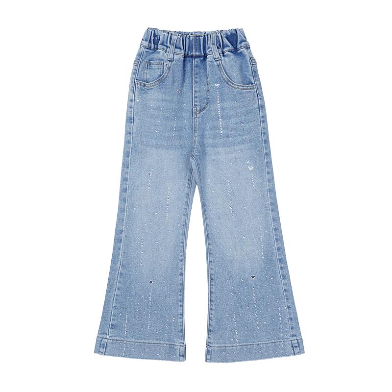 Fulromi Girls Spring Rhinestone Flare Jeans 170