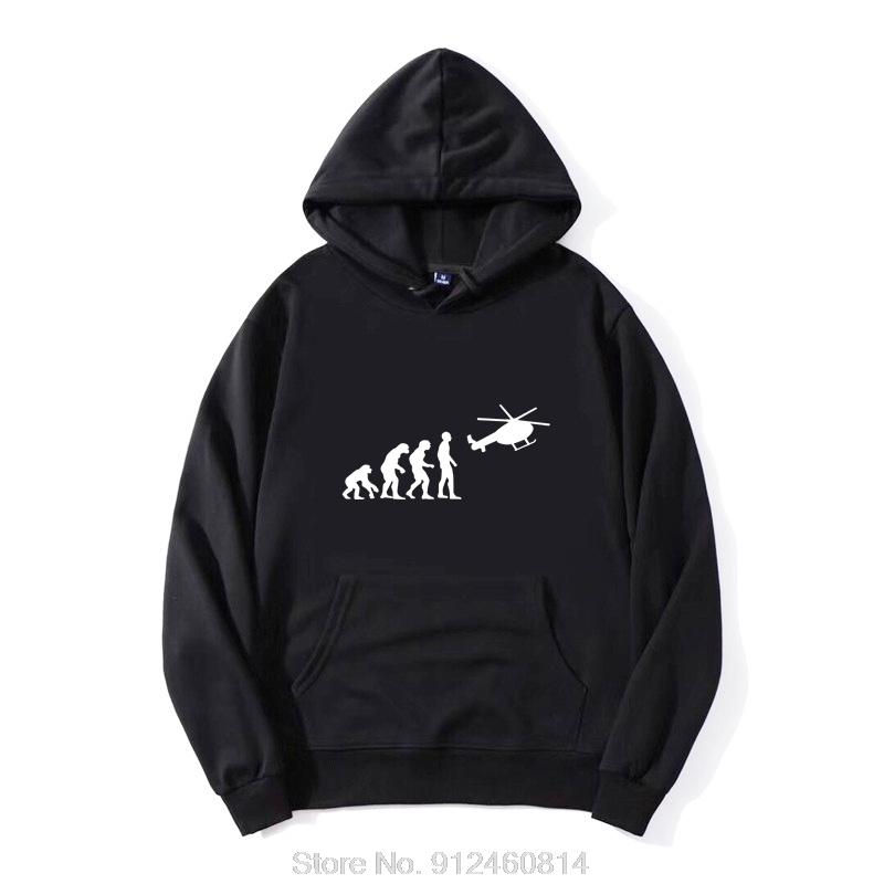Fashion Hoodie Cotton Men Design Hoody Funny Printed Evolution Helicopter Pilot Christmas Present Joke Cool Pullover Sweatshirt