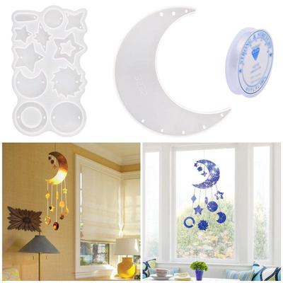 Epoxy Wind Chime Silicone Mold: Sun, Moon, Stars Pendant with Hole for DIY Decorations