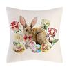 Happy Easter Cushion Cover Bunny Eggs Printed Pillow Cover Easter Rabbit Printed Pillowcase Home Decorative Throw Pillow Case