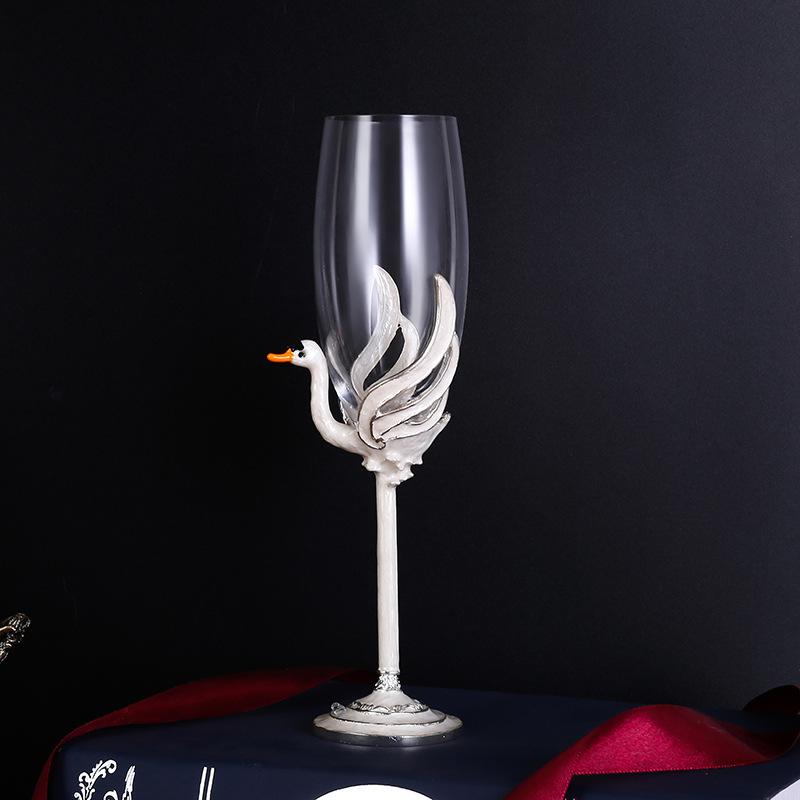 Conjunto de taças de champanhe de cristal esmaltado criativo, taça de vidro bolha para casa, conjunto de vinho para presente