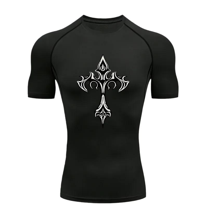 Men s Sports T-shirt Training Comfortable  Fitness Breathable High-Tight Compression Quick Dry Short Sleeve Jogging Sweatshirt Elastic Athletic Tees S
