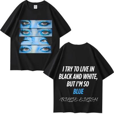 T-shirt Billie Blue Eyes Hit Me Hard and Soft Uomo Donna Oversize Cotone Manica Corta Stampa Estiva Top Unisex