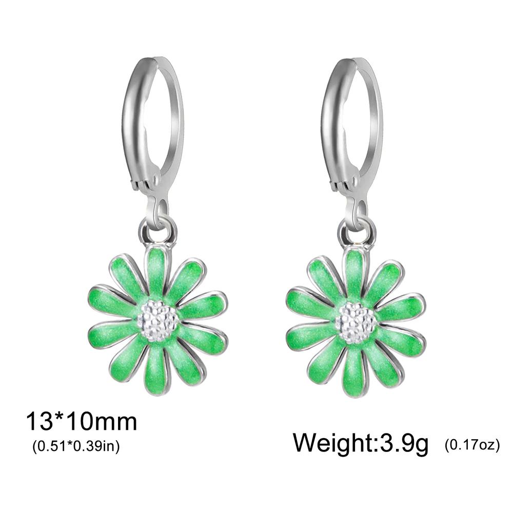 Cazador Enamel Flowers Women's Earrings Stainless Steel Gold Color Plumeria Daisy Hoop Earrings Jewelry Trendy Mother's Day Gift